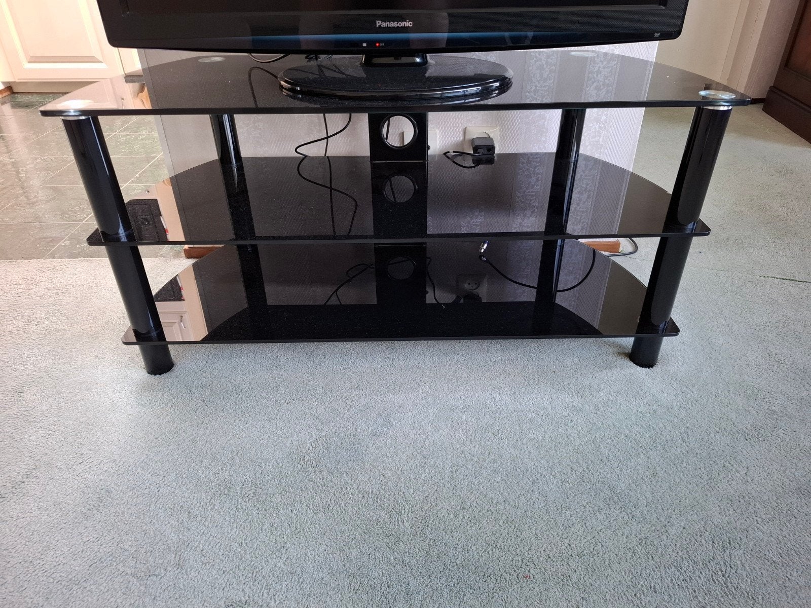 Glazen TV meubel - 105x43x52 cm (BxDxH), Huis en Inrichting, Kasten | Televisiemeubels, Ophalen, Gebruikt, 100 tot 150 cm, Glas