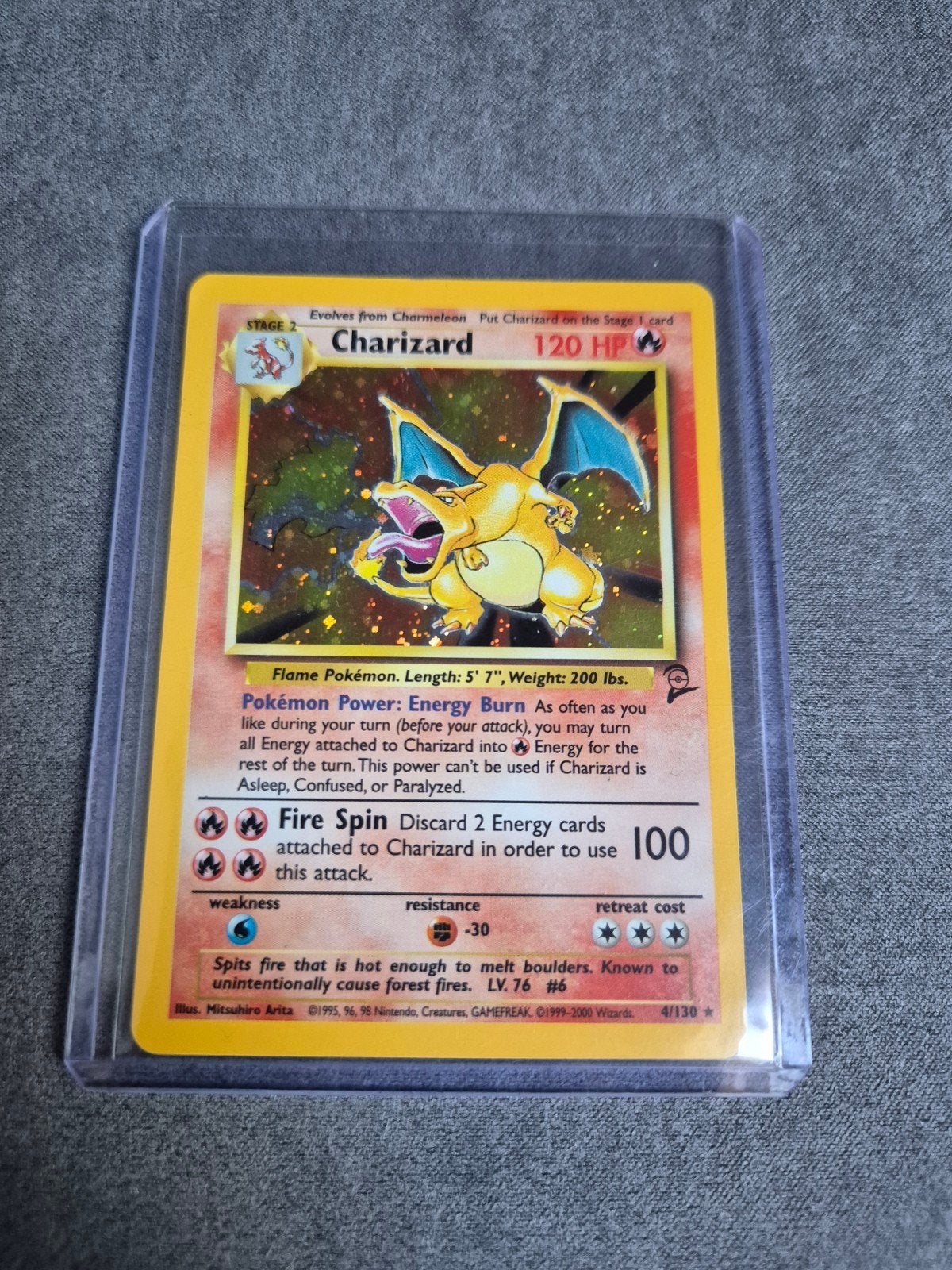 Charizard 4/130 base set 2, Ophalen of Verzenden, Gebruikt, Losse kaart, Foil