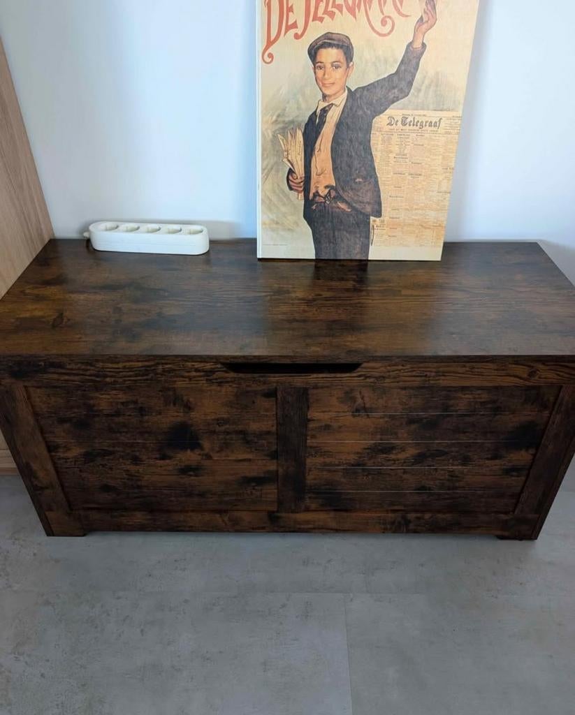 Wooden shoe bench dark brown, Ophalen, Minder dan 50 cm, 100 tot 150 cm, Zo goed als nieuw