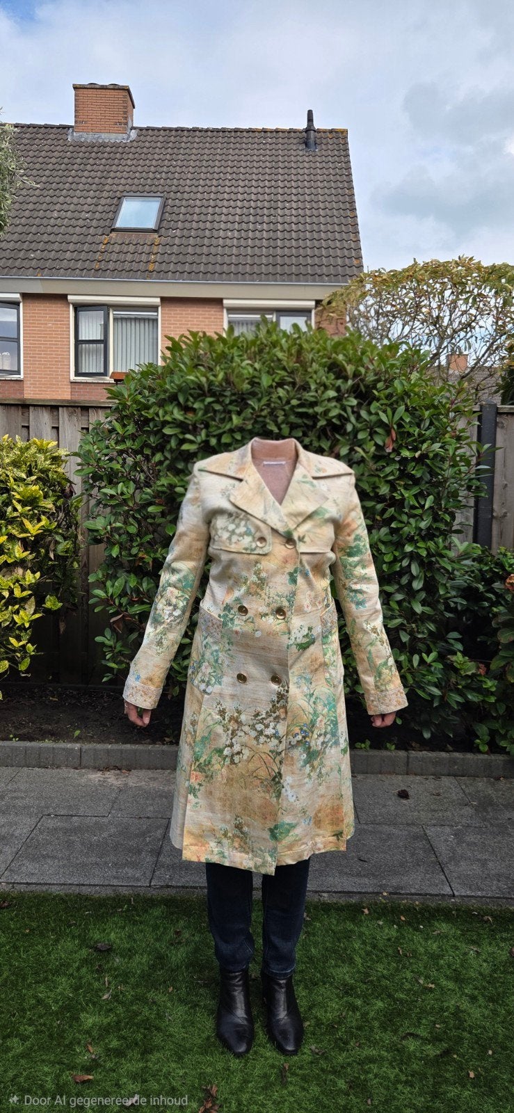 Daite Trenchcoat met Bloemenprint - Maat S, Daite, Meerkleurig, Ophalen of Verzenden, Zo goed als nieuw