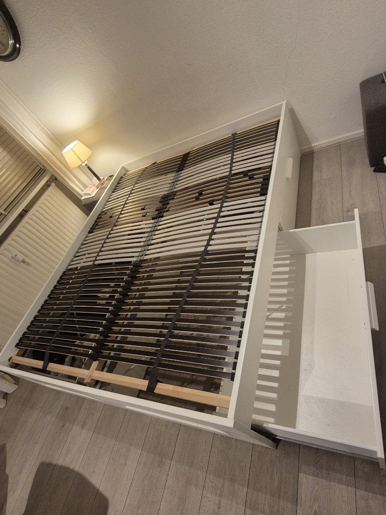 Ikea bed met 4 grote lades, Ophalen, Tweepersoons, Zo goed als nieuw, 160 cm