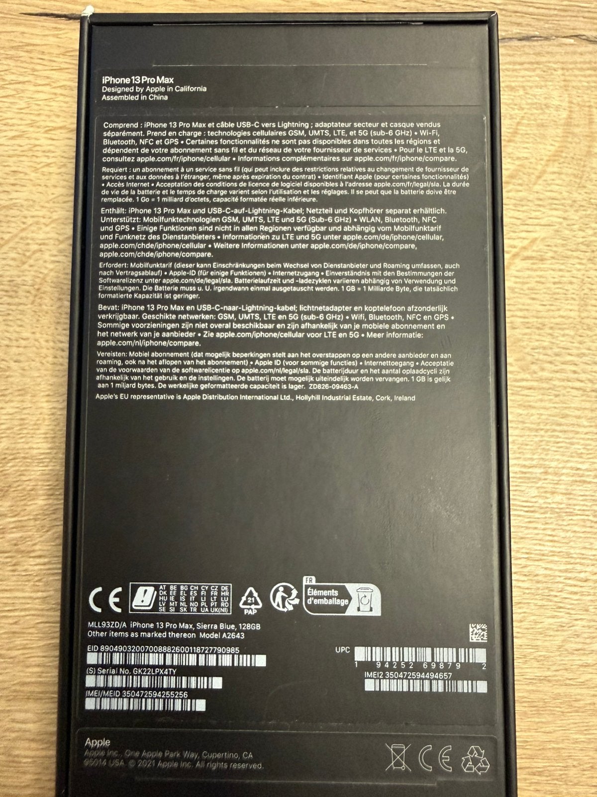 iPhone 13 Pro Max 128GB Sierra Blue – onbeschadigd + doos, Ophalen, 128 GB, Blauw, 84 %