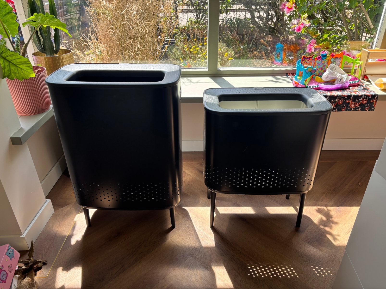 2 x brabantia BO wasbox groot en klein mat zwart, Ophalen of Verzenden, Zo goed als nieuw, Vierkant, Steen