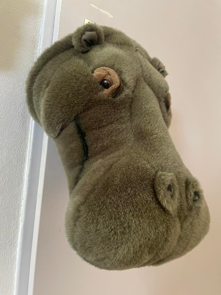 Bibib nijlpaard kop dierenkop pluche, Kinderen en Baby's, Kinderkamer | Inrichting en Decoratie, Zo goed als nieuw, Wanddecoratie
