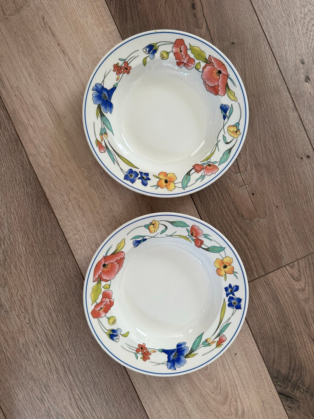 2 diepe borden 'Alpine Meadow' by Wood & Sons, Gebruikt, Overige merken, Keramiek, Vintage