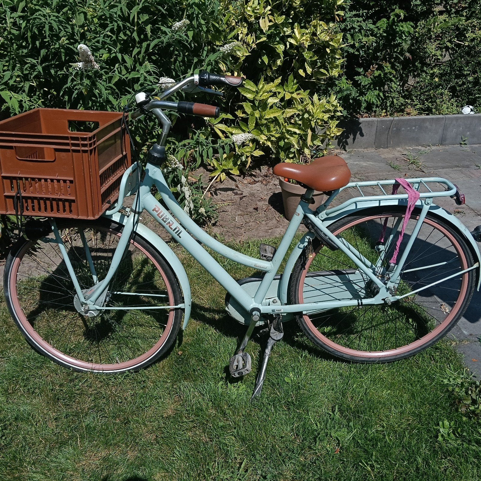 26 inch transportfiets groen/zalm roze, Gebruikt, Velgrem, 50 tot 53 cm, Ophalen
