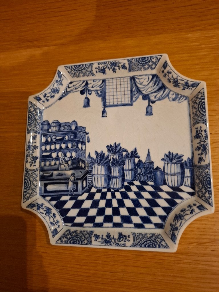 Delfts Blauw Wandbord 't Delftsche Huys Handwerk Holland, Antiek en Kunst, Antiek | Wandborden en Tegels, Ophalen of Verzenden