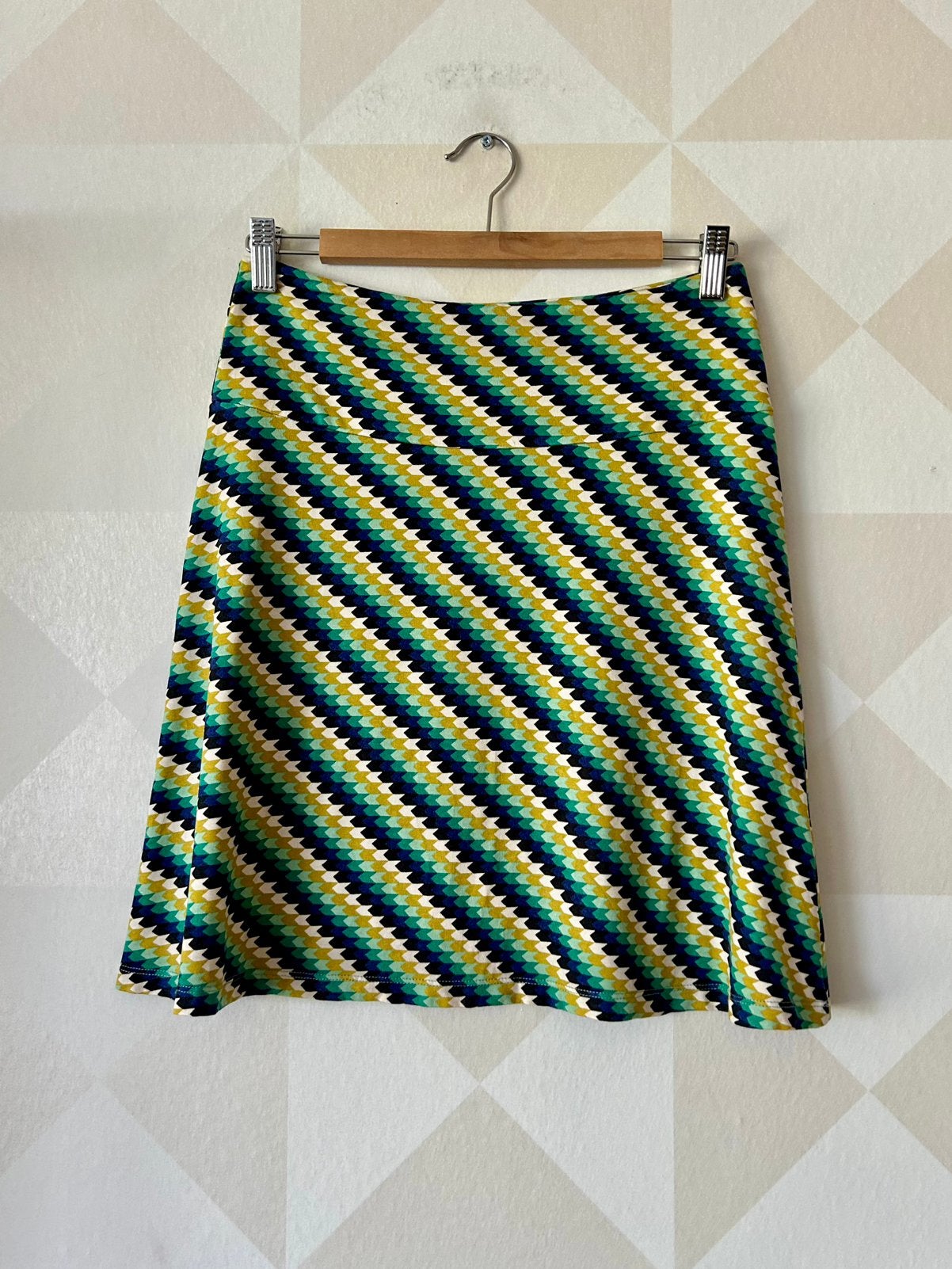 King Louie Border Skirt rok groen geel ruit S/36 zgan 78, Geel, Ophalen of Verzenden, Zo goed als nieuw, Knielengte