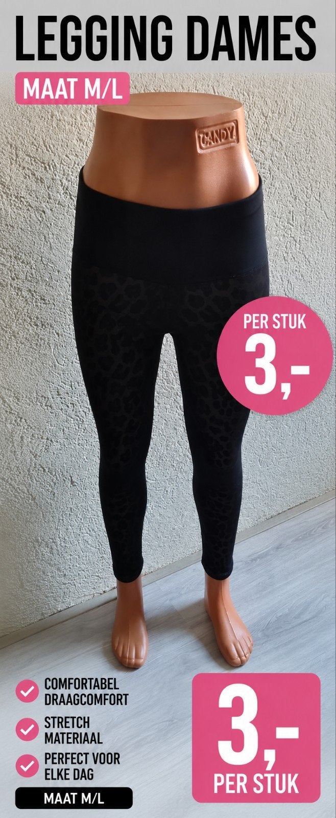 Dames Legging Zwart - Comfortabel & Stretch, Kleding | Dames, Candy, Zwart, Nieuw, Maat 40/42 (M)