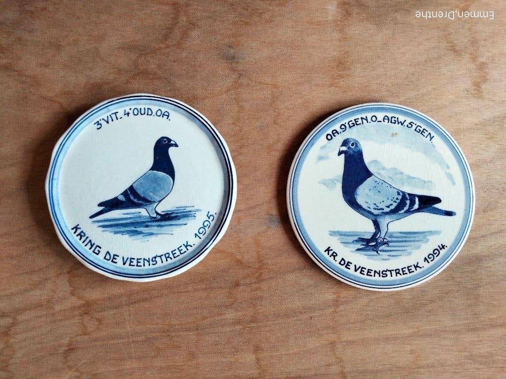 Delfts blauwe duiven wandborden - G. Doek & Zn., Verzamelen, Ophalen of Verzenden, Gebruikt