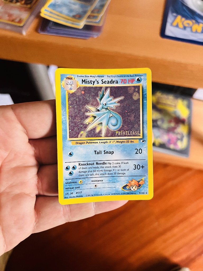 Misty’s Seadra 9/132 Holo Gym Heroes Pokemon, Verzenden, Zo goed als nieuw, Losse kaart, Foil