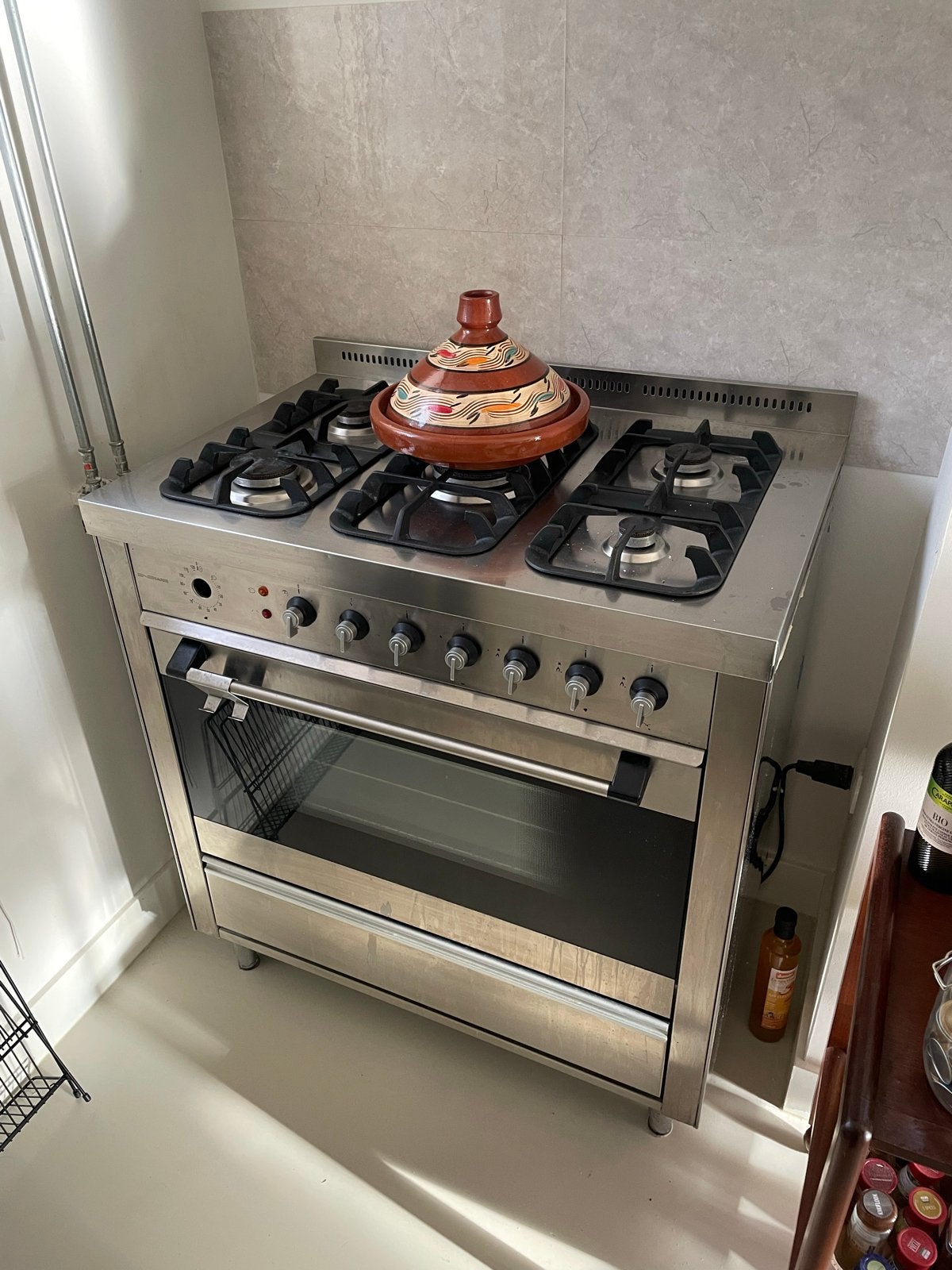 RVS Fornuis met Gasfornuis en Oven, Ophalen, Gebruikt, 60 cm of meer, Gas