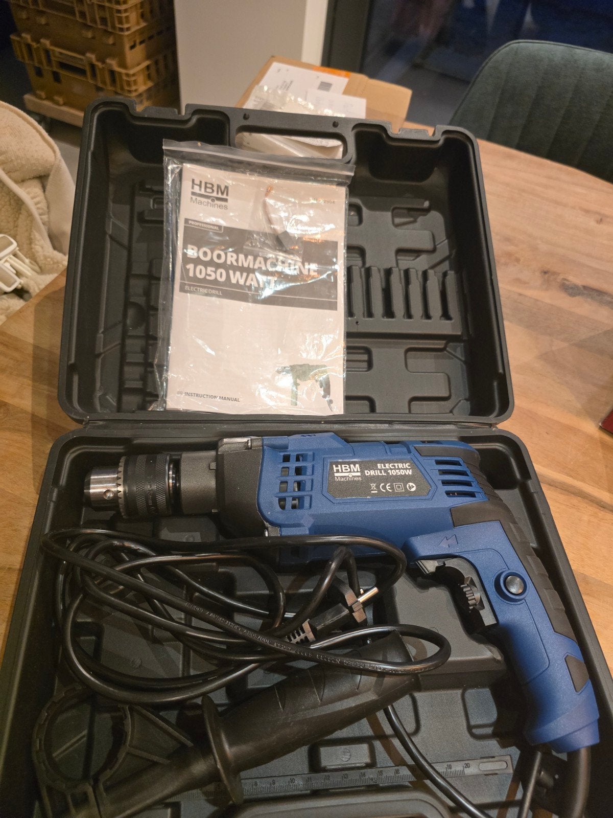 HBM Boormachine 1050W - Krachtige Boormachine, Doe-het-zelf en Verbouw, Gereedschap | Boormachines, Ophalen, Zo goed als nieuw