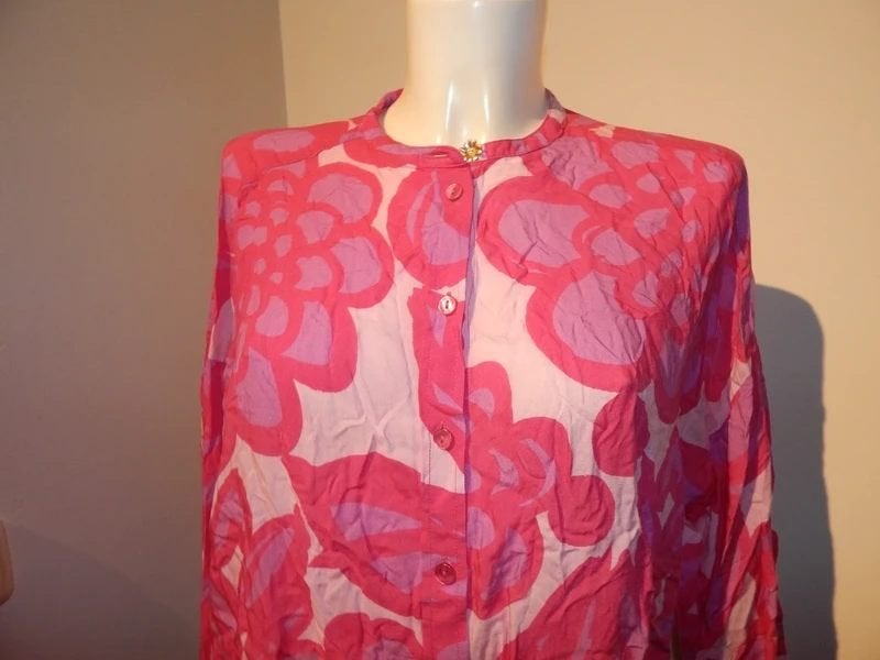 Fabienne Chapot mooie blouse roze paars tinten bloemen 38, Maat 38/40 (M), Overige kleuren, Verzenden, Zo goed als nieuw
