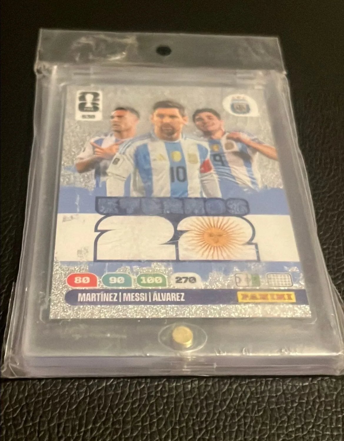 Panini FIFA World Cup 2022 Adrenalyn XL Kaart Messi, Verzamelen, Ophalen of Verzenden, Zo goed als nieuw, Buitenlandse clubs, Spelerskaart