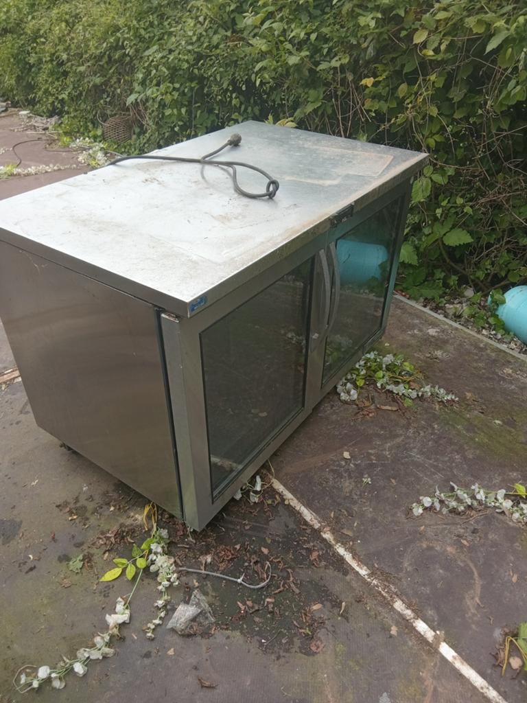 Gebruikte RVS Koelvitrine met Glazen Deuren, Ophalen of Verzenden, Gebruikt