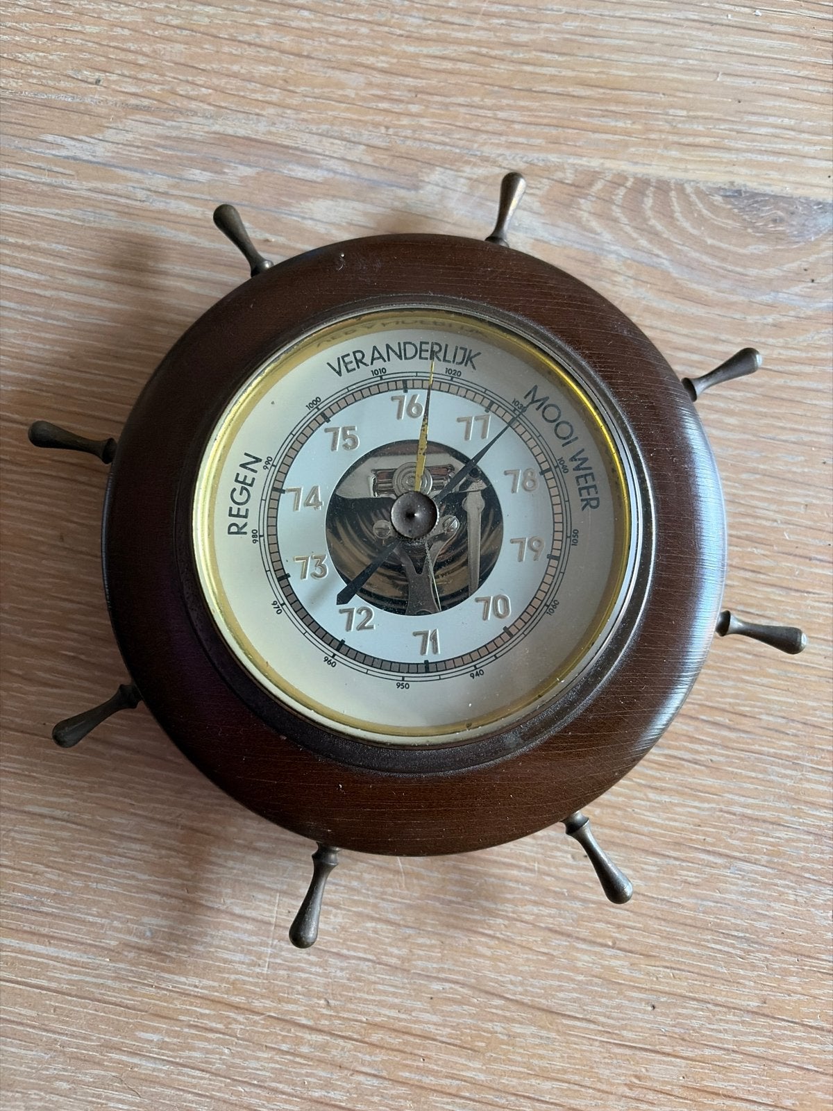 Antieke barometer in stuurwielvorm, Antiek en Kunst, Ophalen of Verzenden