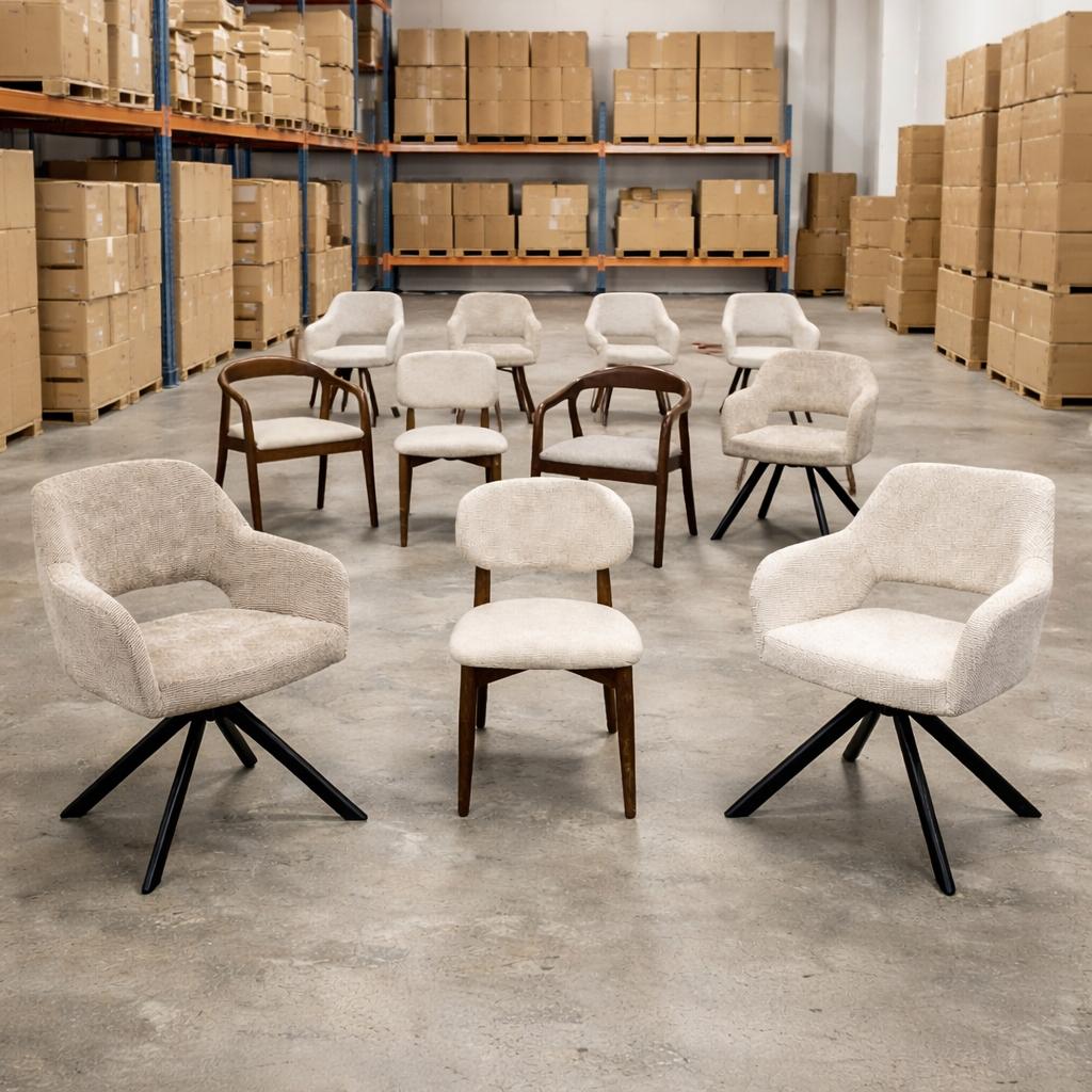 Eetkamerstoelen Diverse Modellen Japandi & Draaibaar OUTLET
