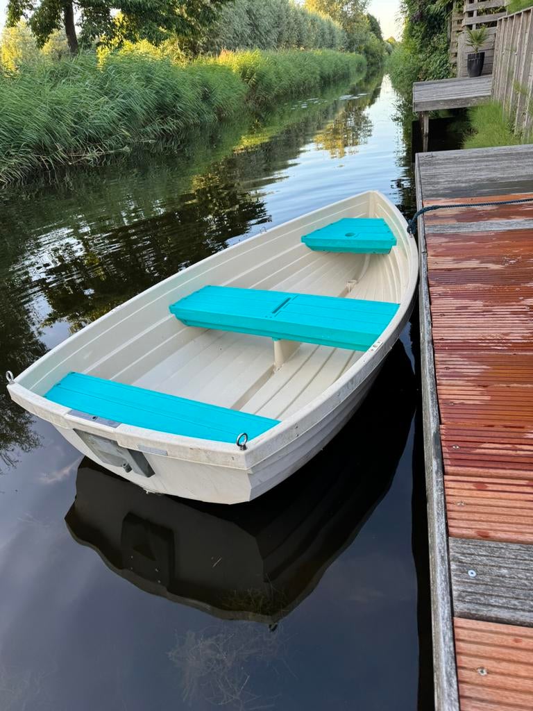 Walker Bay 8 roeiboot / zeilboot met fluistermotor Minn Kota, Ophalen, Gebruikt, Polyester, Met motor