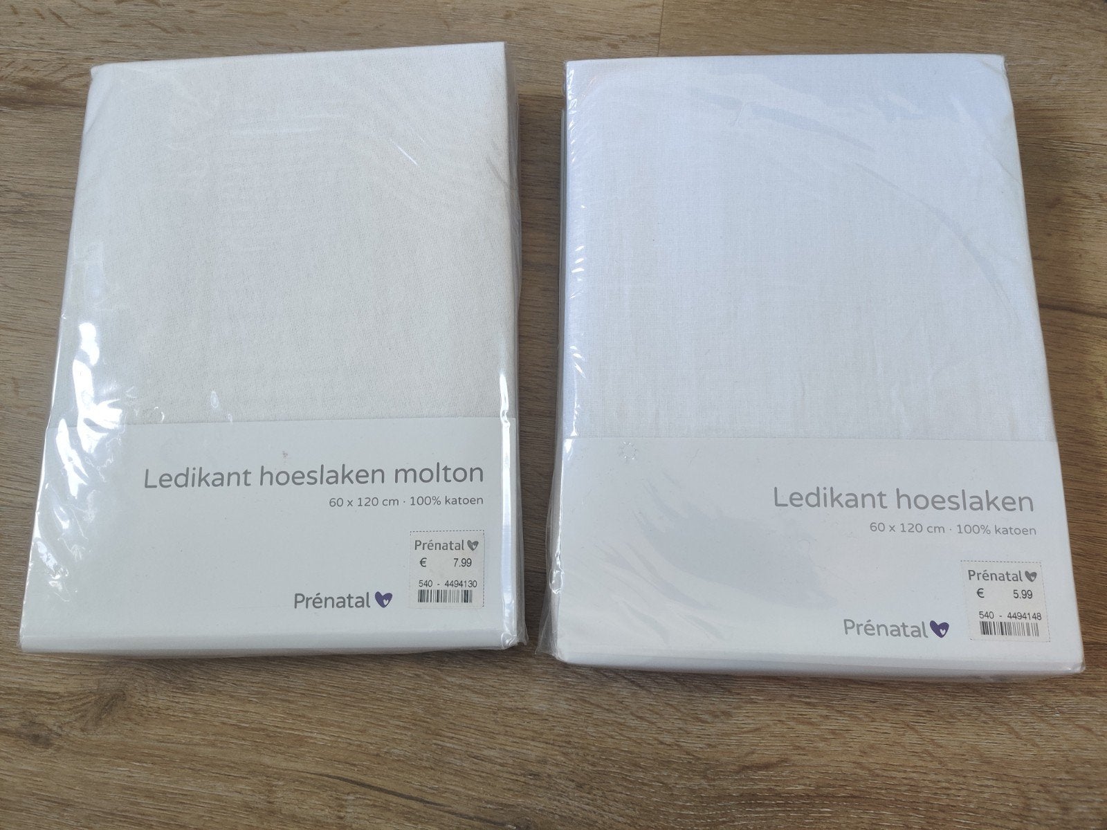 Prénatal Ledikant Hoeslakens - Molton en Katoen, Ophalen, Katoen, Nieuw, Wit