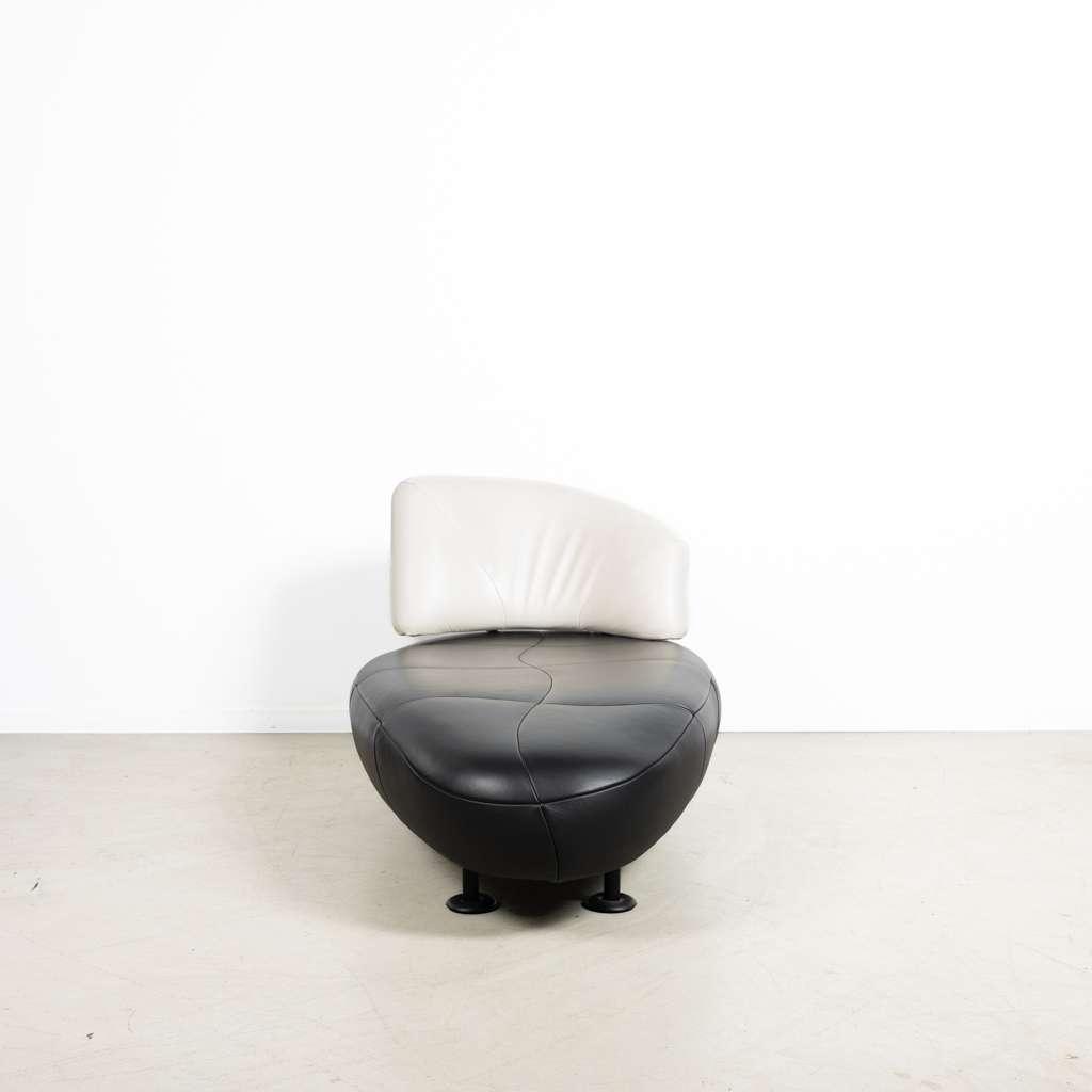 1x Leolux Kikko Chaise Longue Fauteuil Wit/Zwart Leer, Niet ingevuld, Overige maten, Niet ingevuld, Zo goed als nieuw