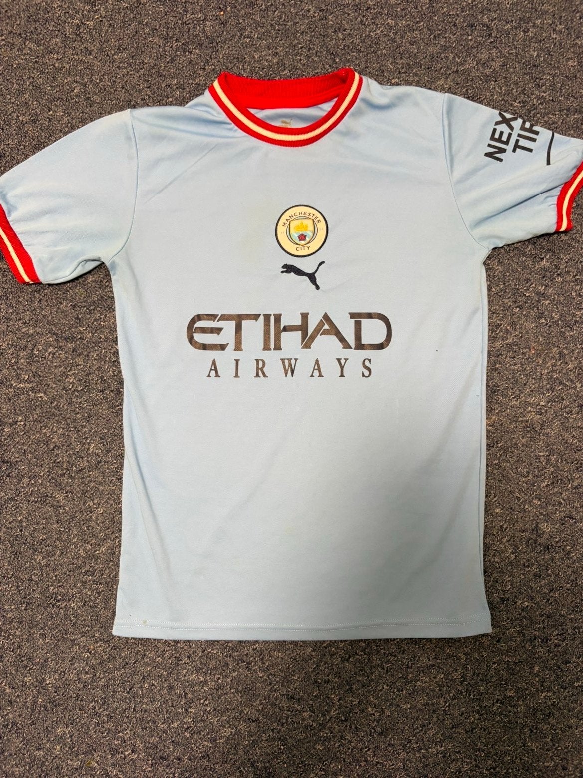 Manchester City Thuisshirt De Bruyne Maat M, Ophalen of Verzenden, Zo goed als nieuw, Maat 48/50 (M), Blauw