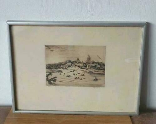Ets van de Zandzee Bussum H.J van Dijk, Antiek en Kunst, Kunst | Etsen en Gravures, Ophalen