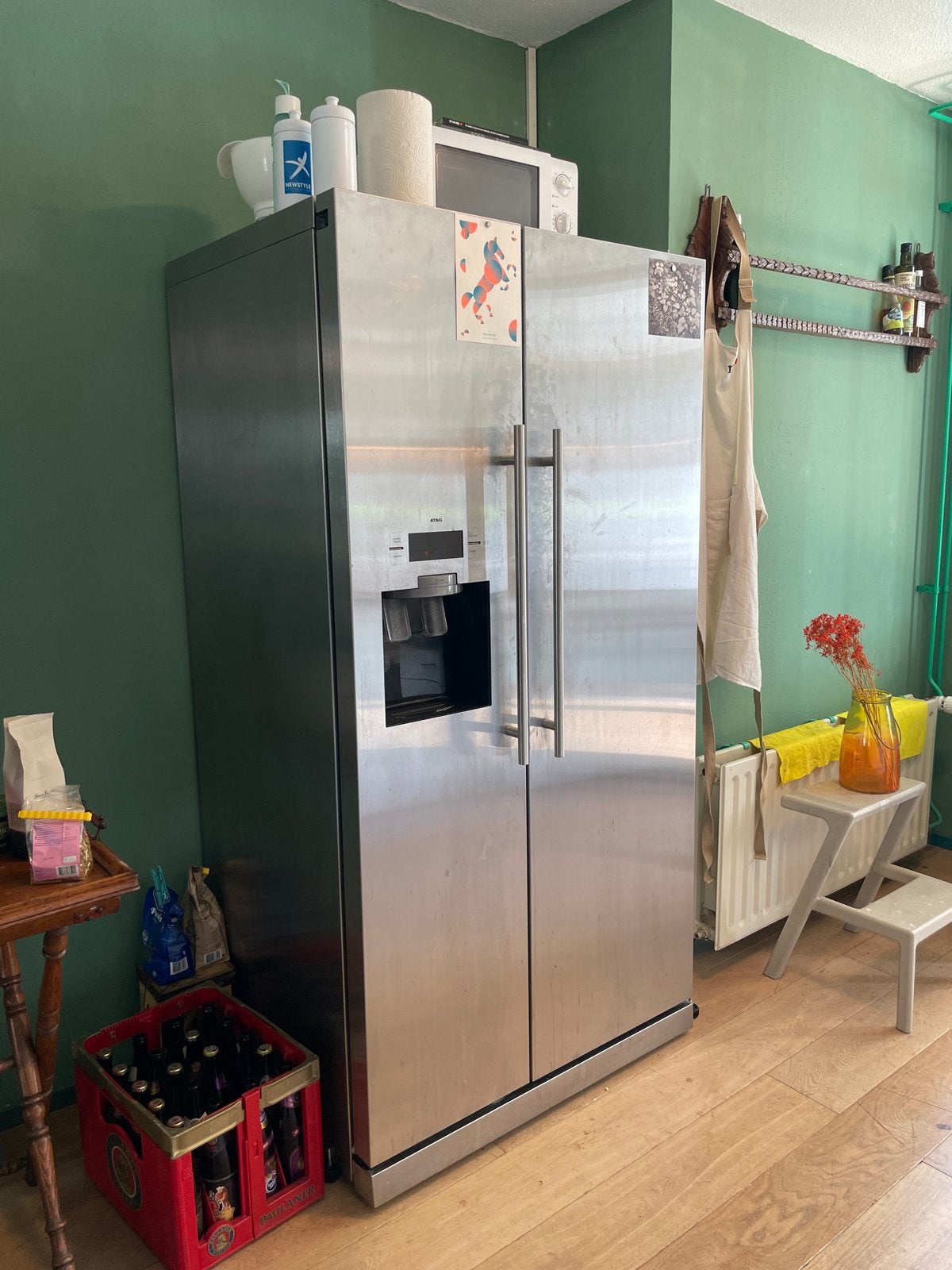 ATAG Koelkast Side-by-Side met water en ijsblokjesdispenser, Witgoed en Apparatuur, Koelkasten en IJskasten, Ophalen, Gebruikt
