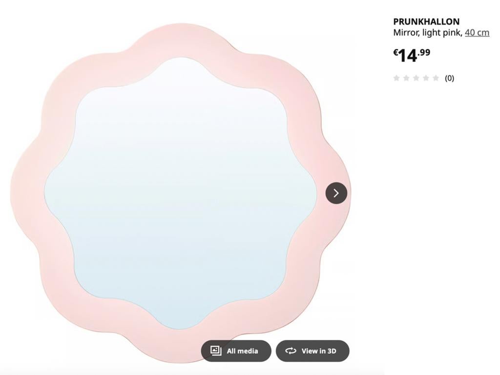 IKEA Prunkhallon Spiegel Pink Wavy, Huis en Inrichting, Woonaccessoires | Spiegels, Ophalen, Minder dan 50 cm, Nieuw, Minder dan 100 cm