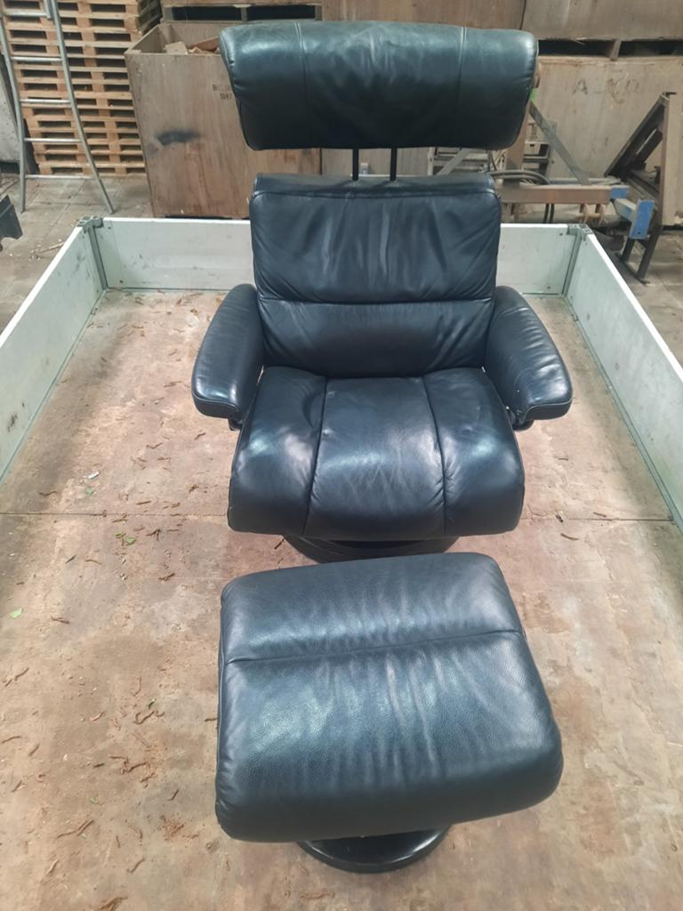 Leren relaxfauteuil Stressless, zwart leer, Ophalen, Gebruikt, Zwart, 50 tot 75 cm