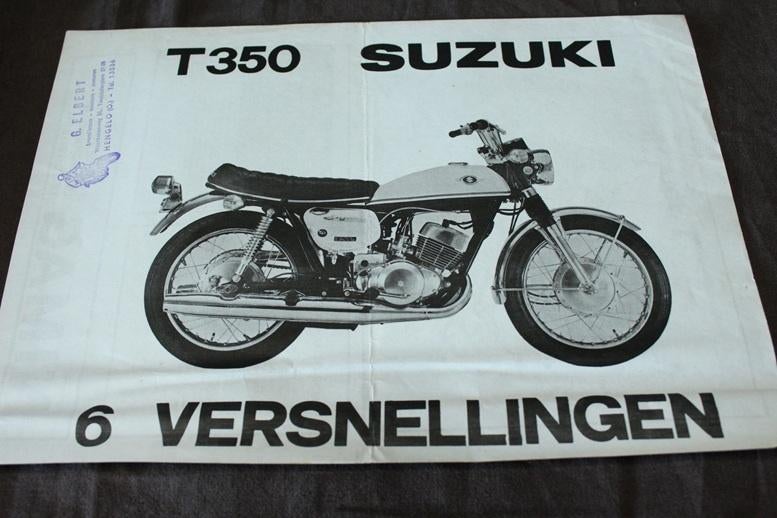 Suzuki T350 motorfiets verkoop folder, Ophalen of Verzenden, Suzuki