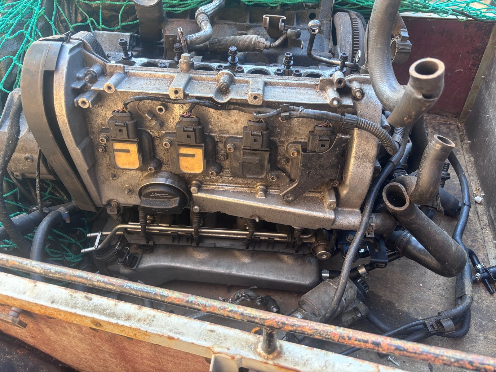 Motor met kabelboom en computer, Auto-onderdelen, Ophalen, Gebruikt