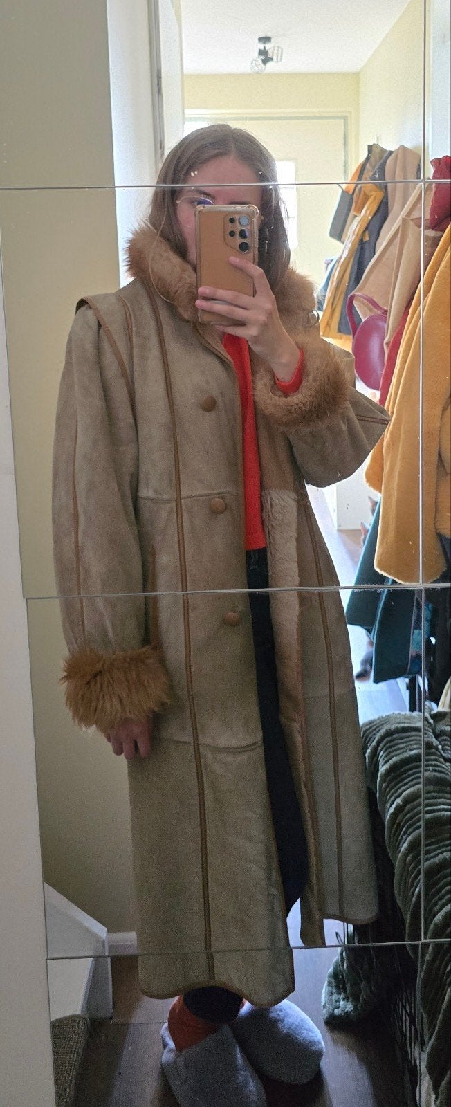 Vintage Lammy Coat / Penny Lane Jas - Suède Wol leer - M 38, Kleding | Dames, Ophalen of Verzenden, Zo goed als nieuw, Maat 38/40 (M)