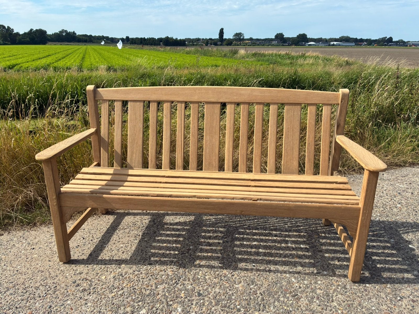 Teakhouten tuinbank ,160cm, van Engels kwaliteitsmerk Lister, Ophalen, Zo goed als nieuw, Teakhout