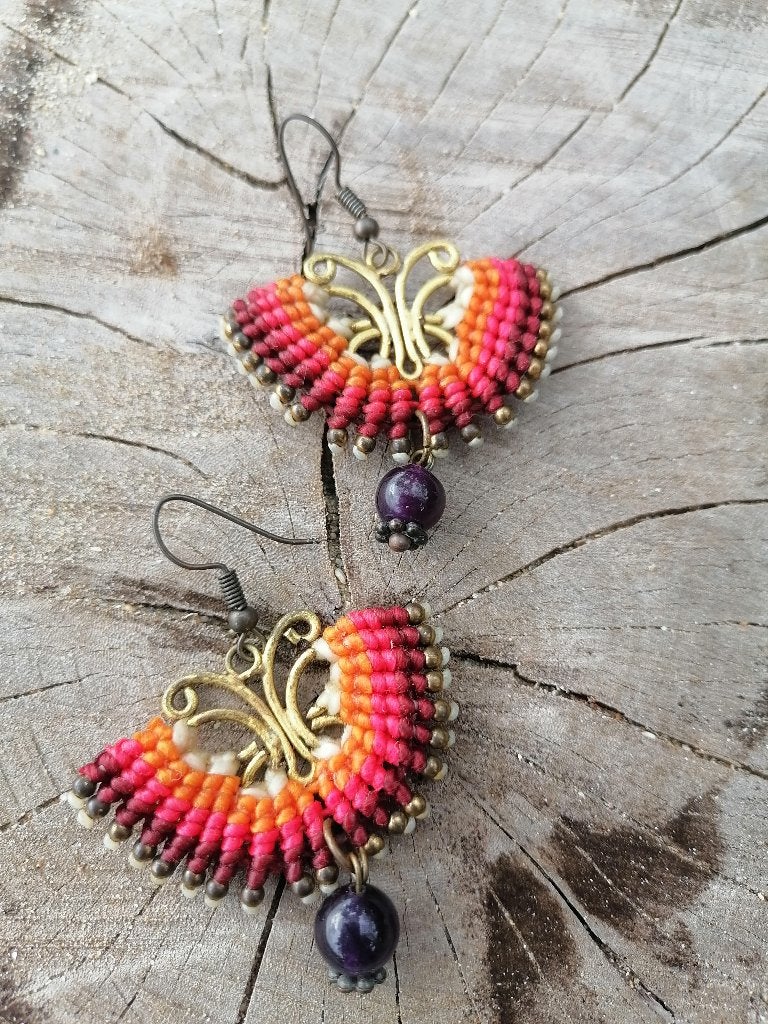 Nieuwe unieke handgemaakte oorbellen vlindervorm boho stijl, Sieraden, Tassen en Uiterlijk, Oorbellen, Overige materialen, Hangers