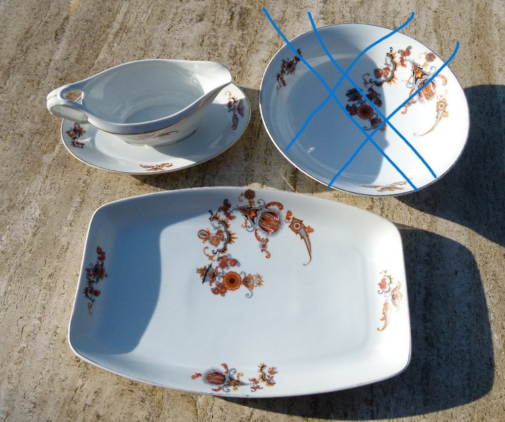 Prachtig Art Deco Jamin Servies Serveerschaal en Sauskan, Antiek en Kunst, Ophalen of Verzenden