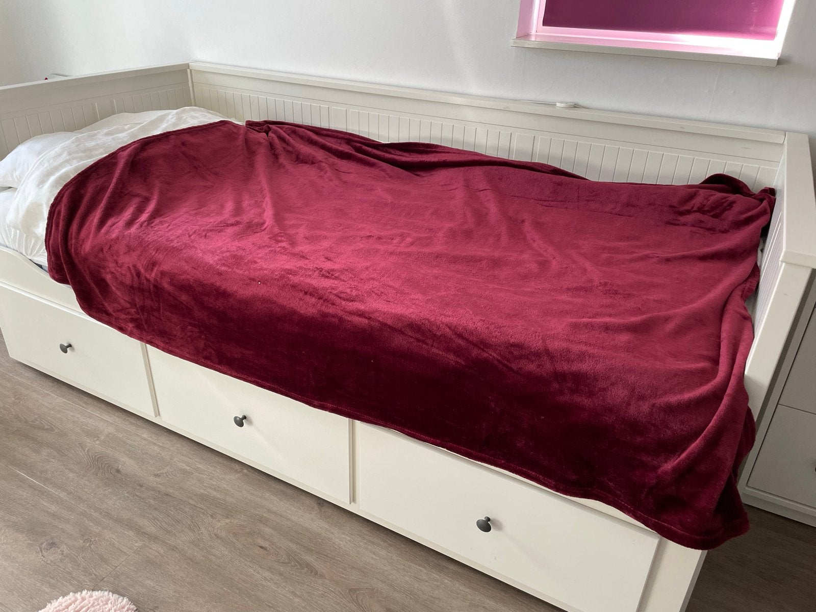 IKEA Hemnes bedbank met 3 laden - 1-2 persoons, Ophalen, Wit, Tweepersoons, 80 cm