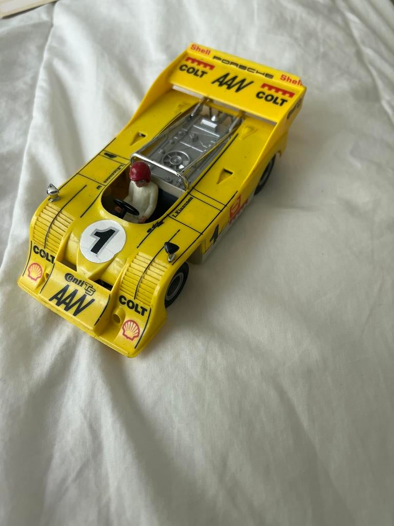 Vintage Porsche 917 Slotrace Auto - Geel, Ophalen of Verzenden, Gebruikt
