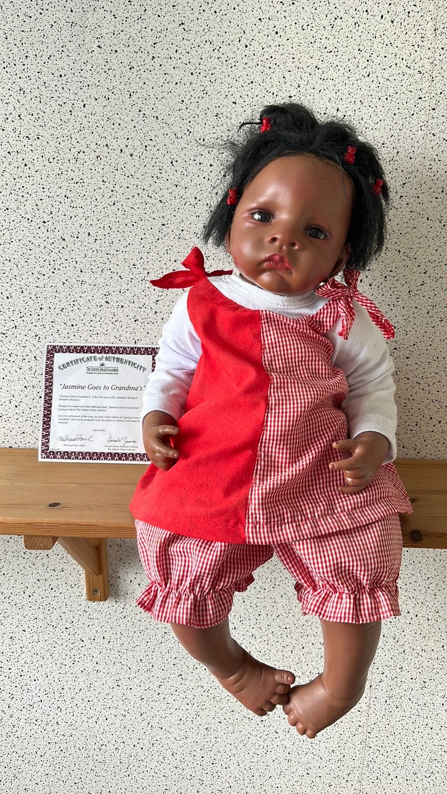 Reborn pop Jasmine goes to grandma’s met certificaat, Ophalen of Verzenden, Zo goed als nieuw, Pop