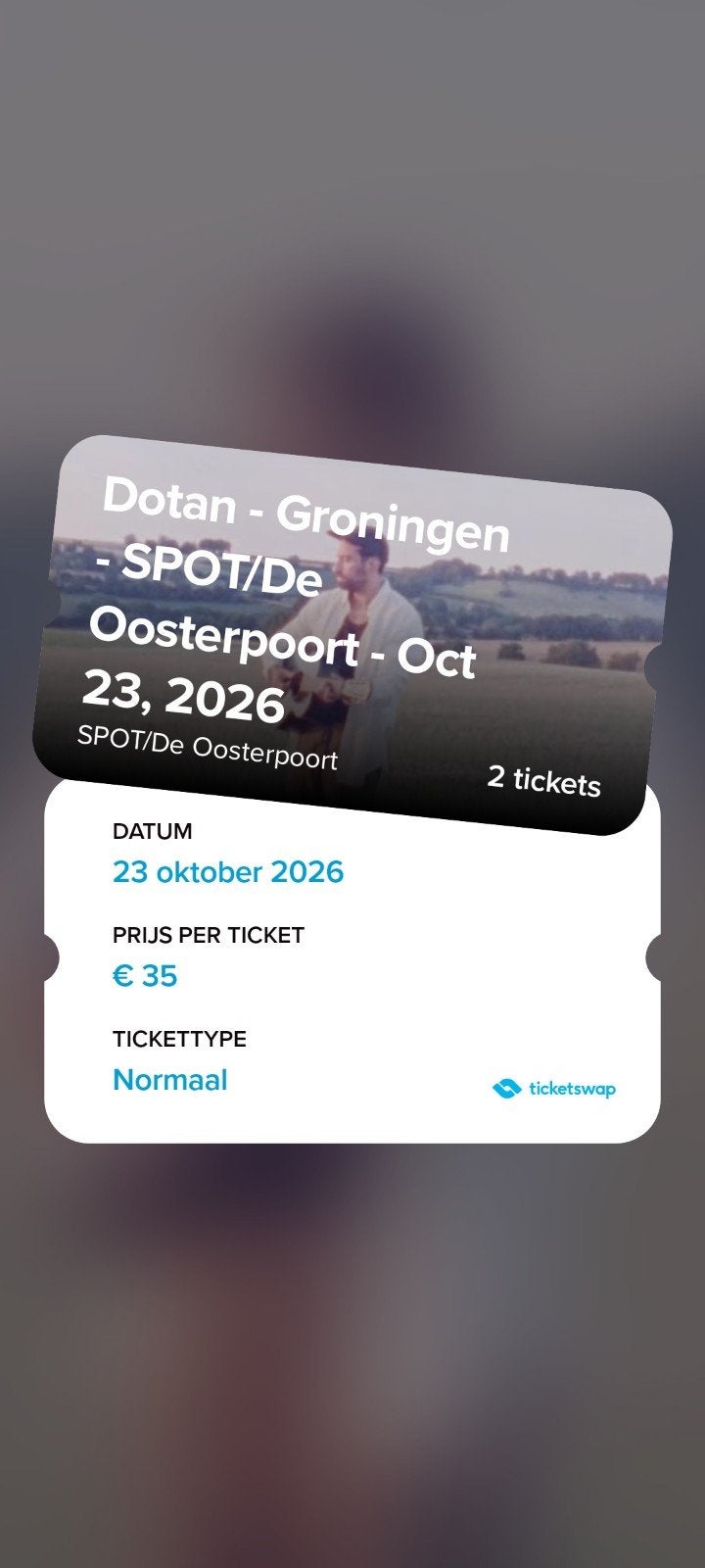 2 Tickets Dotan 23 oktober in Groningen