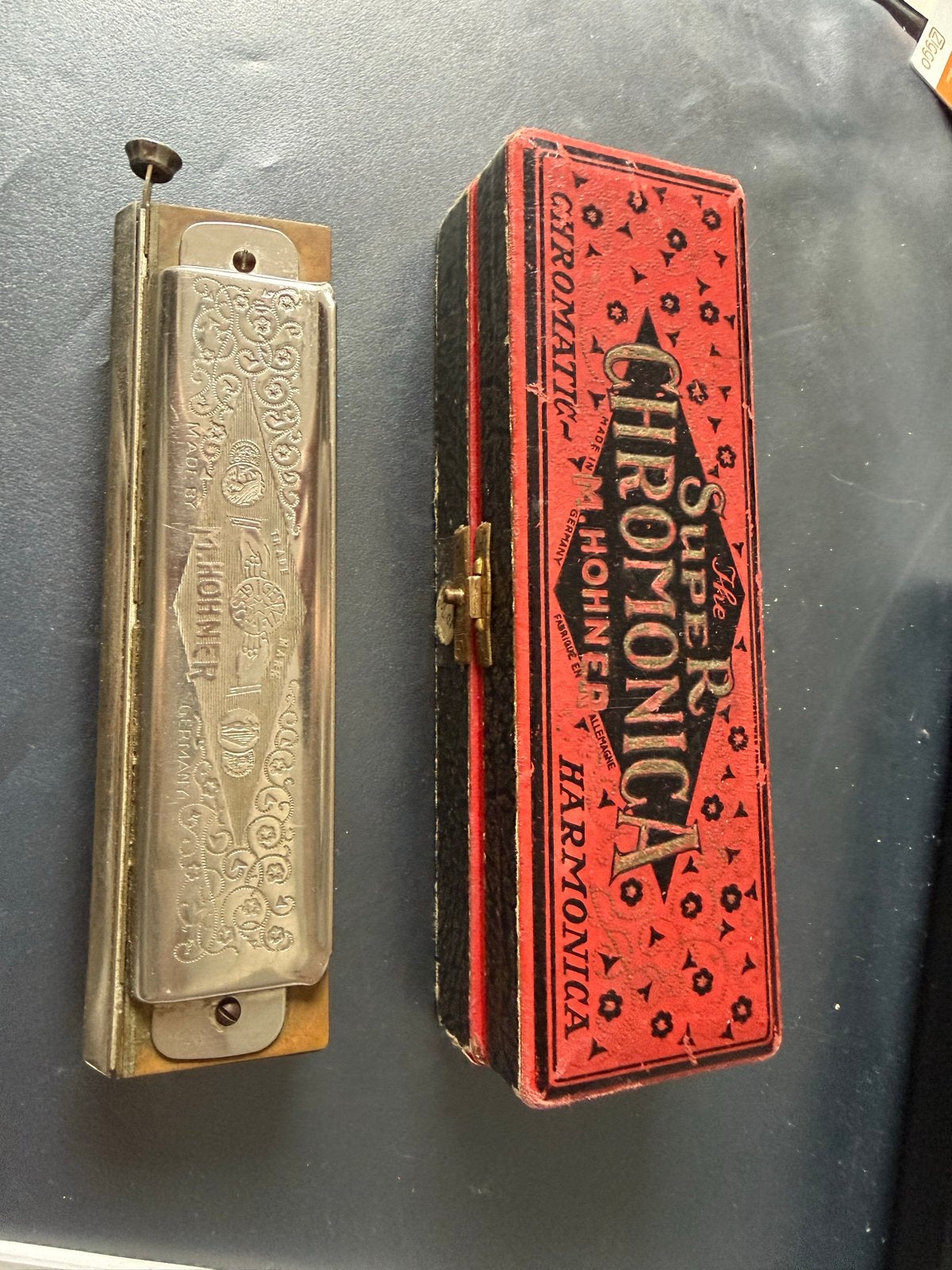 Vintage Hohner Super Chromonica Mondharmonica met doosje, Muziek en Instrumenten, Gebruikt, Overige typen, Chromatisch, Ophalen of Verzenden
