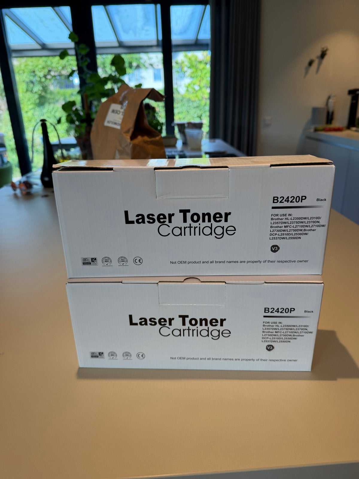 2x Laser Toner Cartridge B2420P Zwart voor Brother printers, Ophalen of Verzenden, Nieuw, Toner