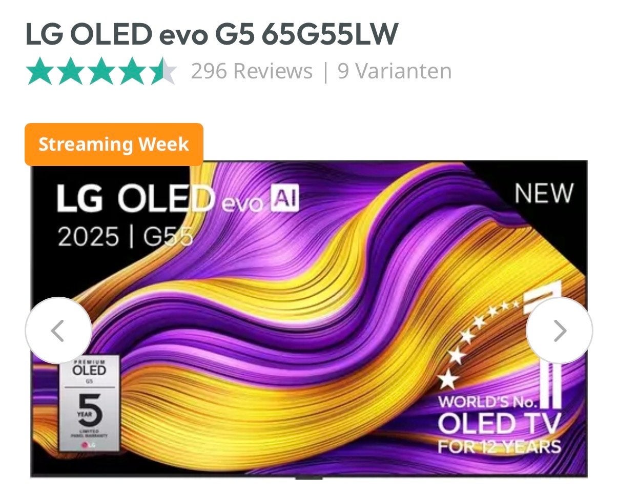 LG OLED evo G5 65 inch Smart TV