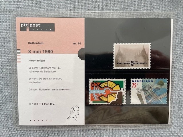 Postzegelmapje PZM74 Rotterdam 1990 Postfris, Ophalen of Verzenden, Postfris, Plaats of Gebouw