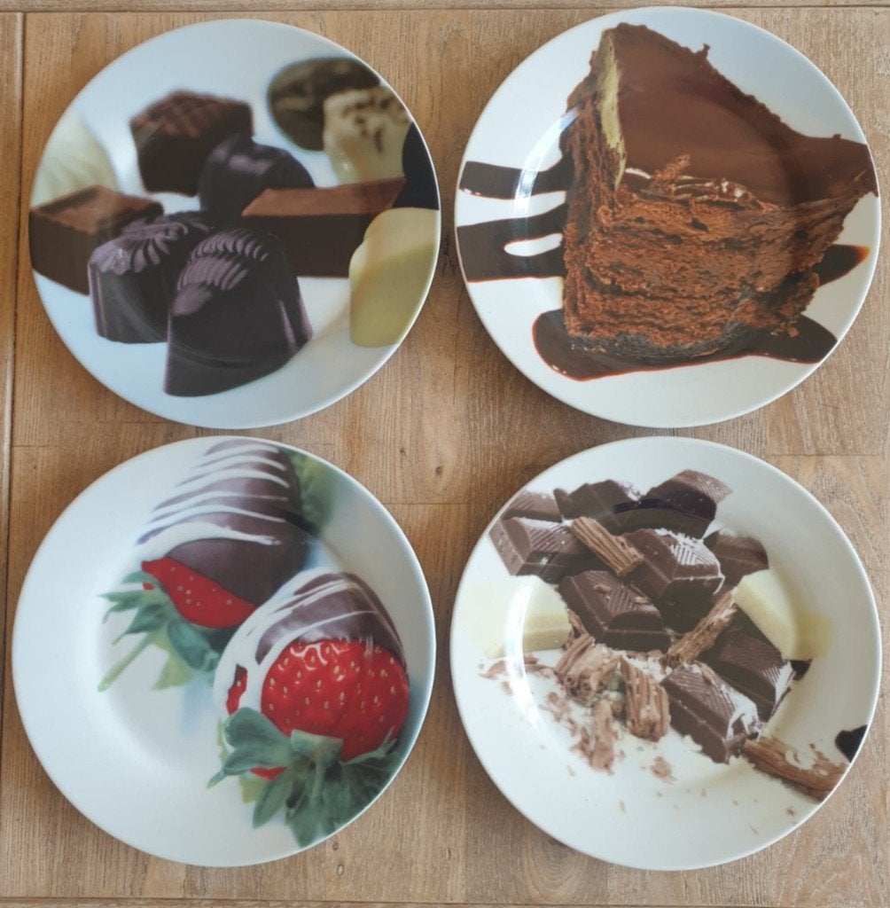 4 bordjes voor chocolade fontein/fondue, Nieuw, Ophalen of Verzenden, Bord(en), Overige stijlen