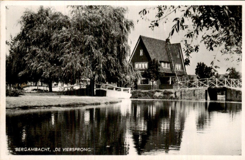 Bergambacht - De Viersprong - Brug en huis, Ophalen of Verzenden, 1940 tot 1960, Ongelopen, Zuid-Holland
