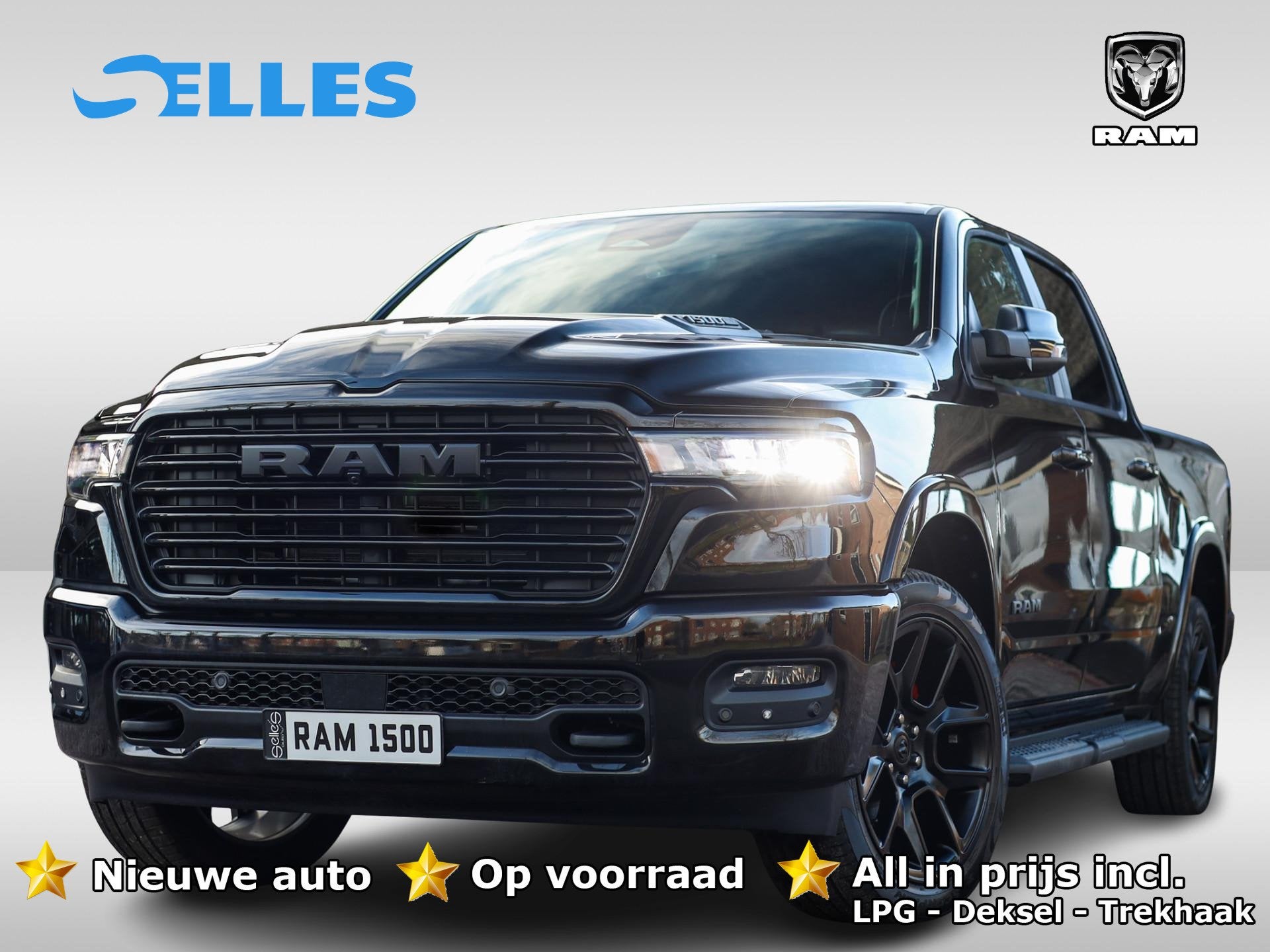 Dodge Ram 1500 2025 3.0L HURRICANE LARAMIE Night | BPM VRIJ, Auto's, Automaat, Zwart, 2993 cc, Zwart