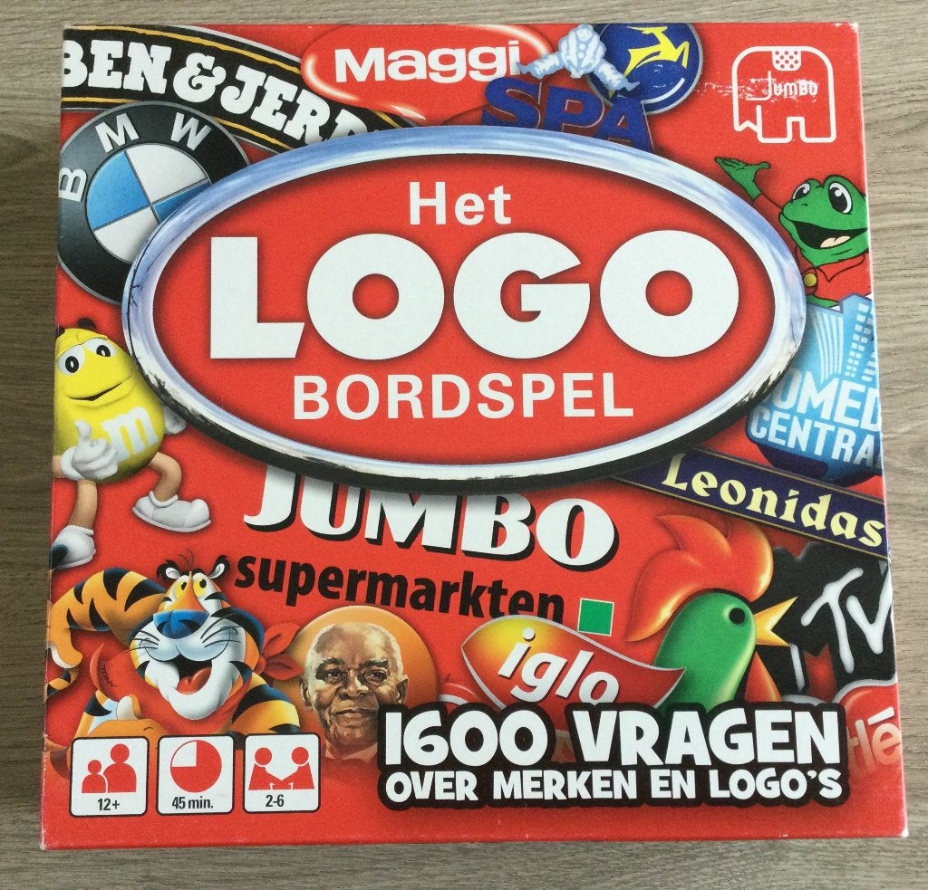Het LOGO Bordspel - 1600 vragen over merken en logo's, Hobby en Vrije tijd, Een of twee spelers, Ophalen of Verzenden, Gebruikt