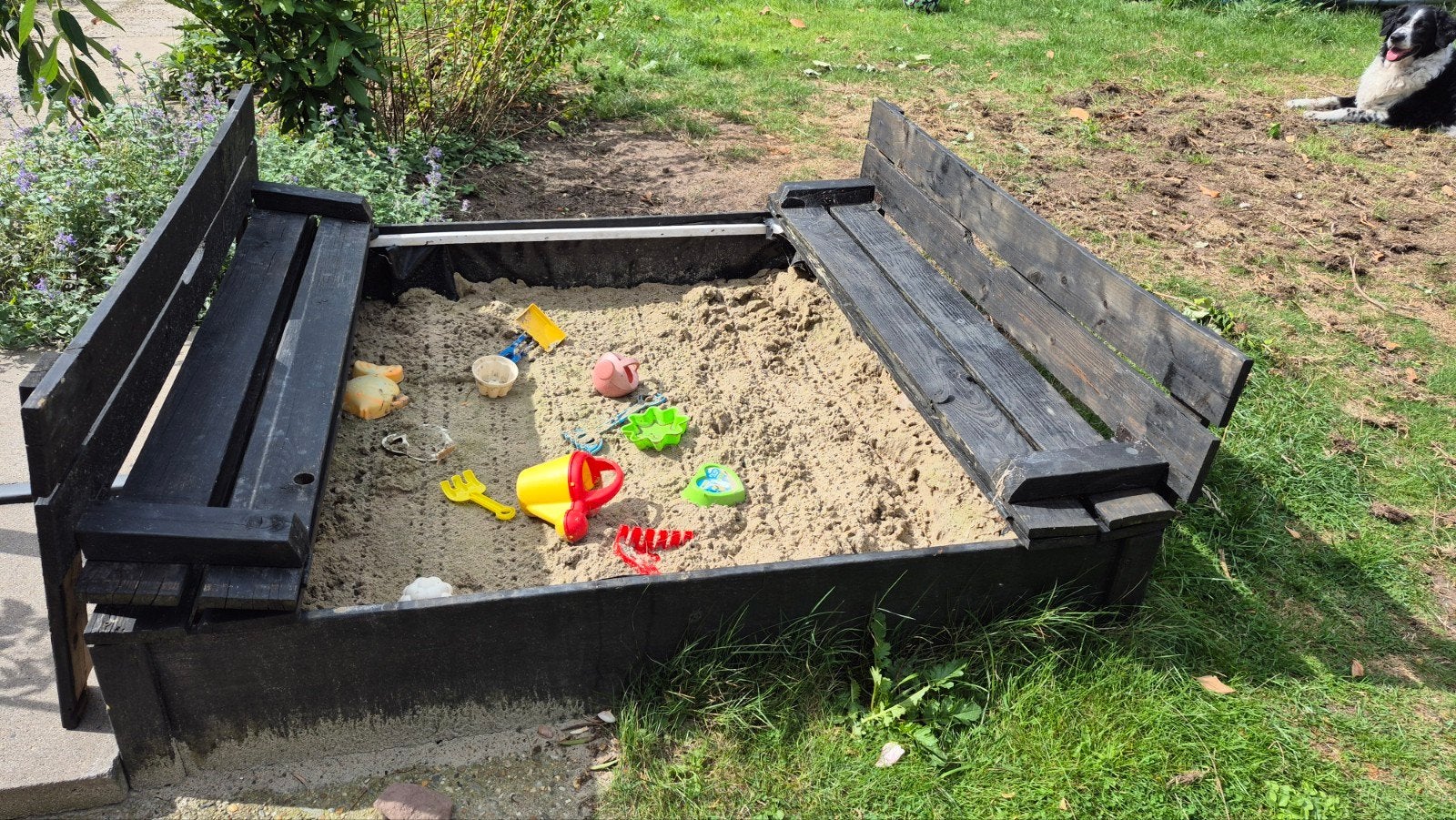 Gratis zandbak met speelzand (120x120x20 cm), Ophalen, Gebruikt