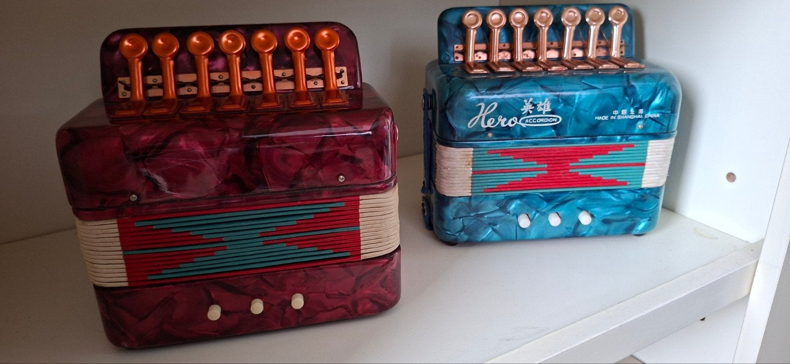 Set van 2 Vintage Hero Kinderaccordeons – Jaren '60, Muziek en Instrumenten, Ophalen of Verzenden, Gebruikt, Overige merken